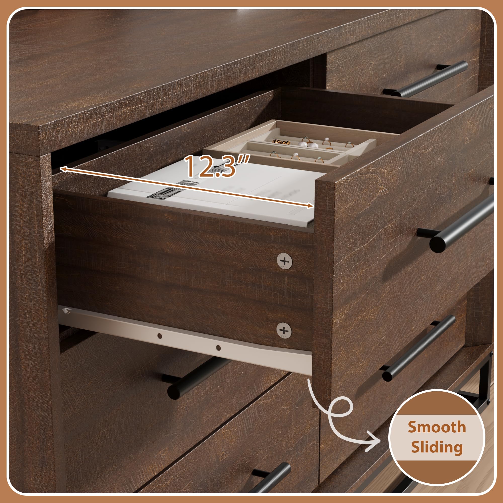 6 Drawer Dresser for Bedroom,  - Metal Photo Panel 评论和价格